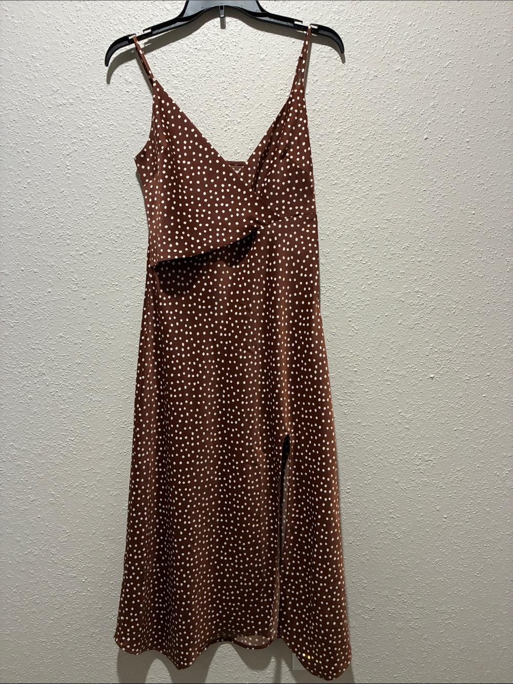 Urban Outfitters Brown Polka Dot Midi Slip Dress